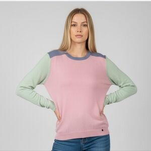 JIL SANDER Color Block Crew Neck Sweater size Small